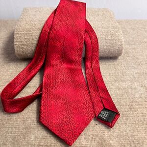 Carlos Carlos Santana Necktie Mens OS Red Swirl Silk Song of the Wind Aesthetic